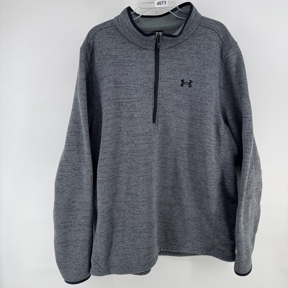 Under Armour Pullover Mens 3XL Gray Quarter Zip Fleece Sweatshirt Athletic Top